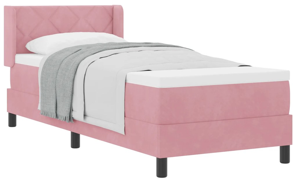 vidaXL Κρεβάτι box spring με στρώμα Ροζ 80x200 εκ. Βελούδο