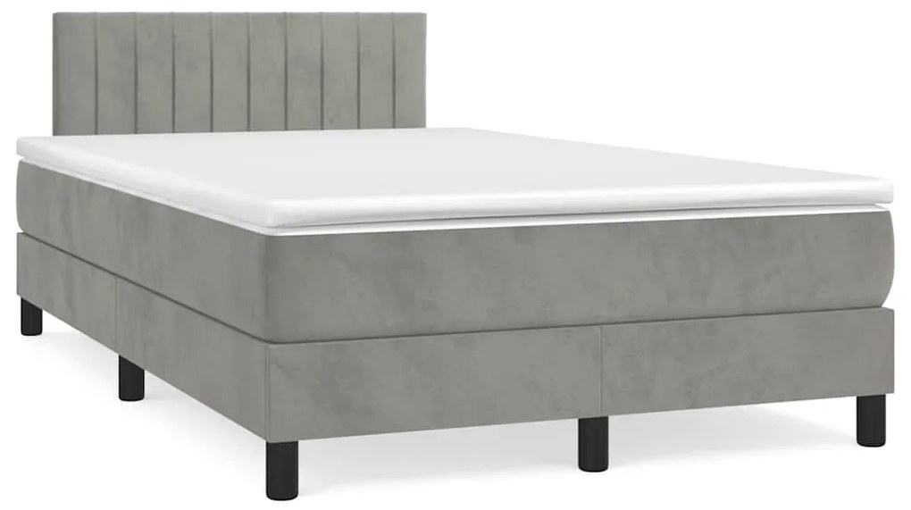 vidaXL Κρεβάτι Boxspring με Στρώμα & LED Αν.Γκρι 120x190εκ. Βελούδινο