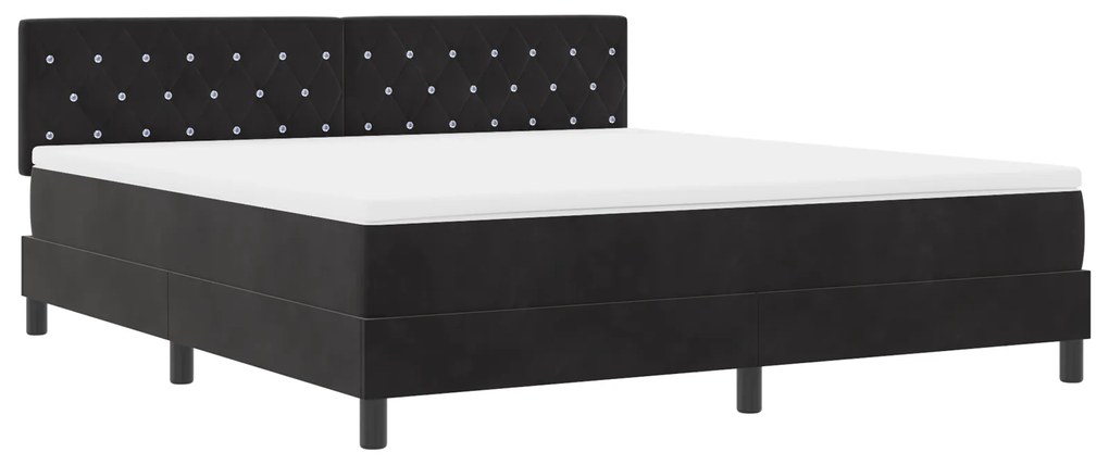 vidaXL Κρεβάτι Box Spring με Στρώμα Μαύρο Σούπερ Κίνγκ Βελούδο