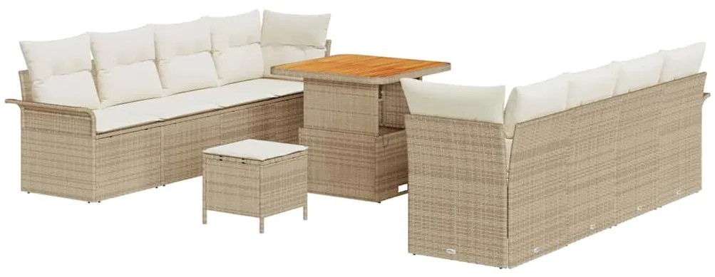 vidaXL Σετ Καναπέ Κήπου με μαξιλάρι 11 pcs Μπεζ, Κρέμα 80 x 80 x 71 cm