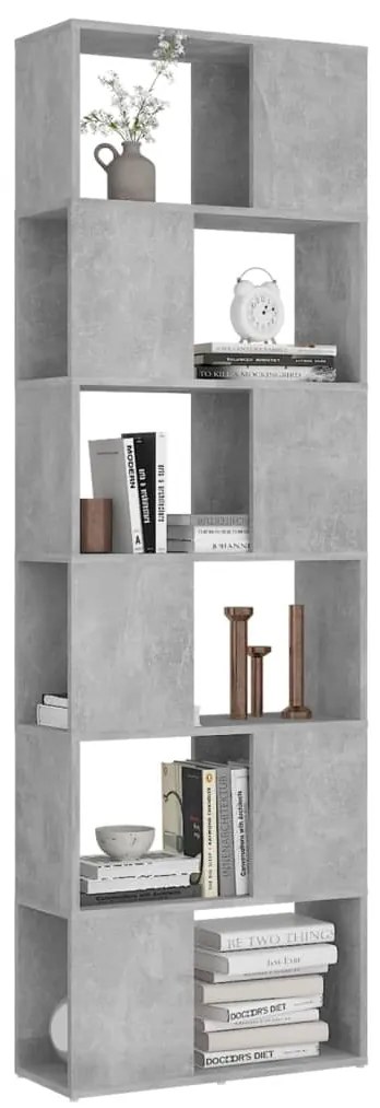 vidaXL Βιβλιοθήκη/Διαχωρισ. Χώρου Γκρι Σκυρ. 60x24x186 εκ. Μοριοσανίδα