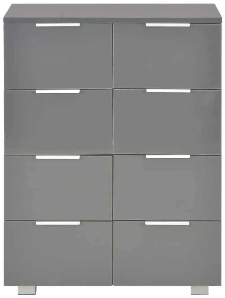 vidaXL Μπουφές Ψηλός Γυαλιστερός Γκρι 60x35x80 εκ. Επεξ. Ξύλο