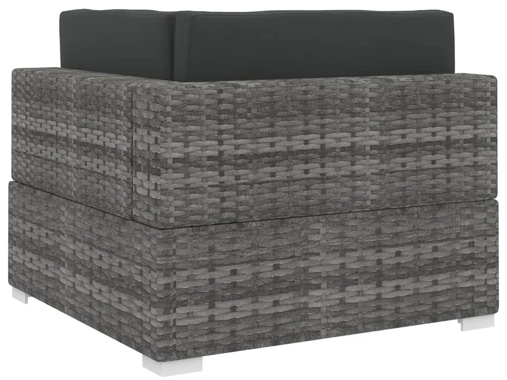 vidaXL Γωνιακό Κάθισμα Τμηματικό 1 τεμ. Γκρι Συνθετ. Ρατάν + Μαξιλάρια