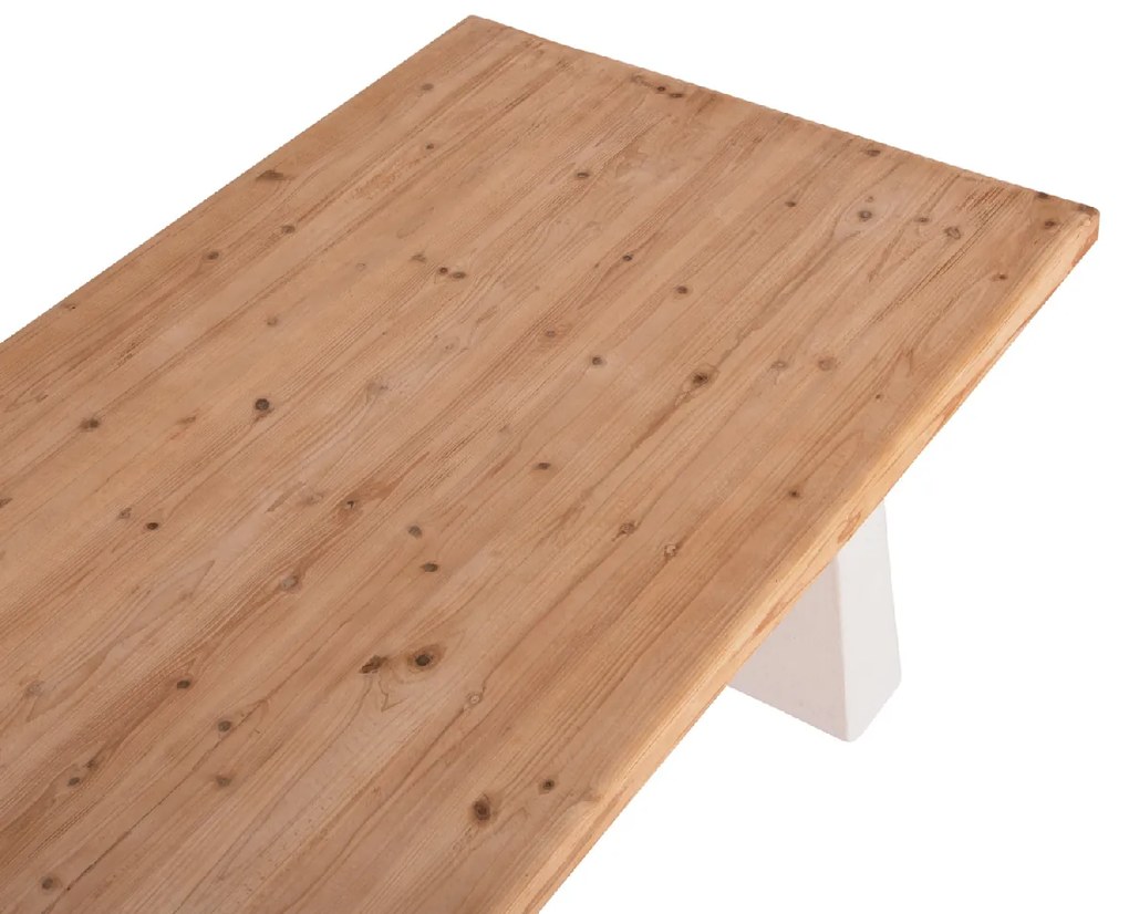 ΤΡΑΠΕΖΙ ΣΕΙΡΑ SANTORINI HM18042 ΤΟΠ ΞΥΛΟ ΕΛΑΤΟΥ-ΠΟΔΙΑ MDF ΥΠΟΛΕΥΚΑ 179x90x75Υεκ.