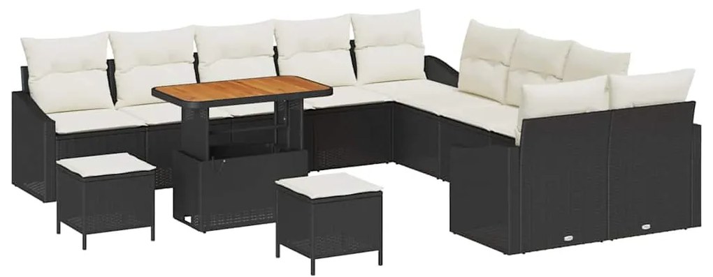 vidaXL Σετ Καναπέ Κήπου με μαξιλάρι 13 pcs Μαύρο Πολυ ράταν