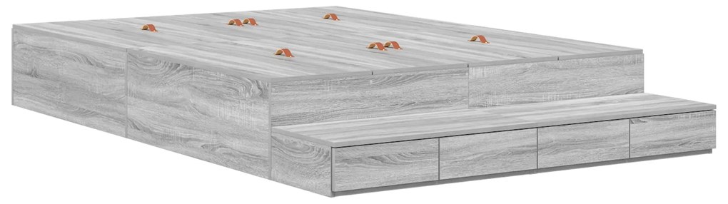 vidaXL Επάνω κρεβάτι με αποθηκευτικό χώρο Γκρι Sonoma 135x190 εκ