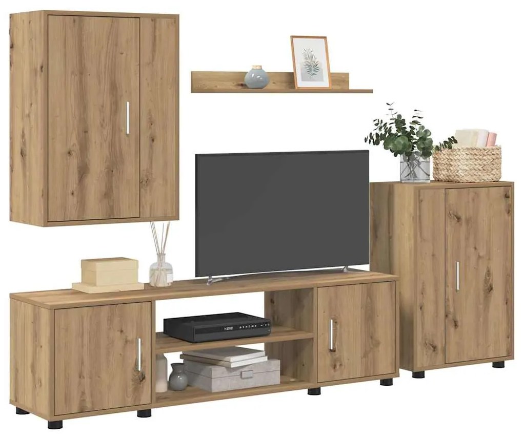 vidaXL Σετ 4 τεμαχίων για ντουλάπα τηλεόρασης 4 pcs artisan δρυς