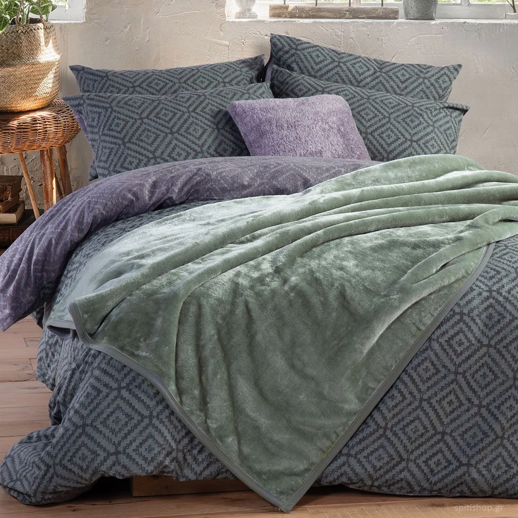 Κουβέρτα Βελουτέ Υπέρδιπλη (220x240) Nef-Nef Homeware Loft 22 Green-1165