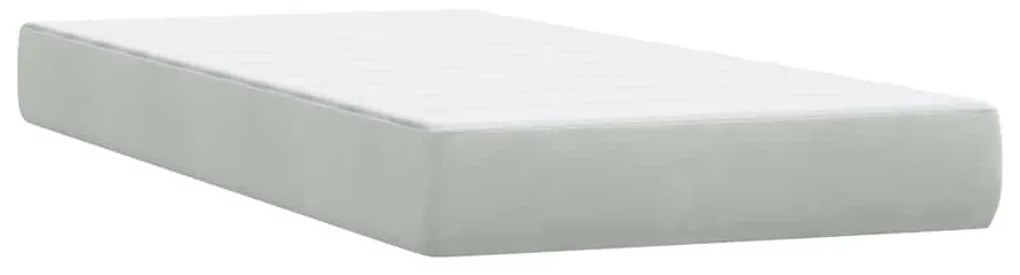 Κρεβάτι Boxspring με Στρώμα Ανοιχτό Γκρι 100x210 εκ. Βελούδινο - Γκρι