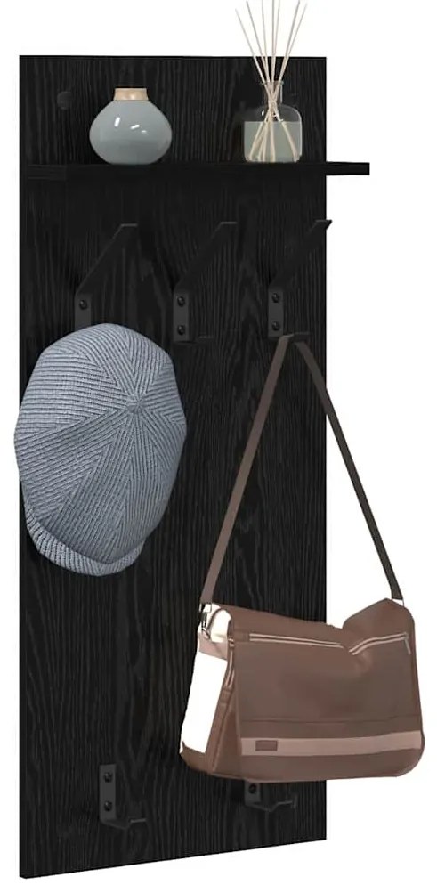 vidaXL Τοίχου Κρεμάστρα Μαύρη Οξυά 40 x 10 x 90 εκ. Επεξεργασμένο ξύλο