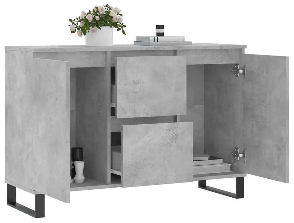 vidaXL Μπουφές Γκρι Σκυροδέματος 104x35x70 εκ. από Επεξεργασμένο Ξύλο