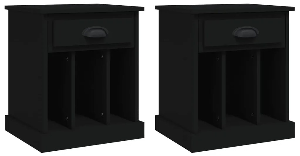 vidaXL Κομοδίνα 2 τεμ. Μαύρα 43 x 36 x 50 εκ.