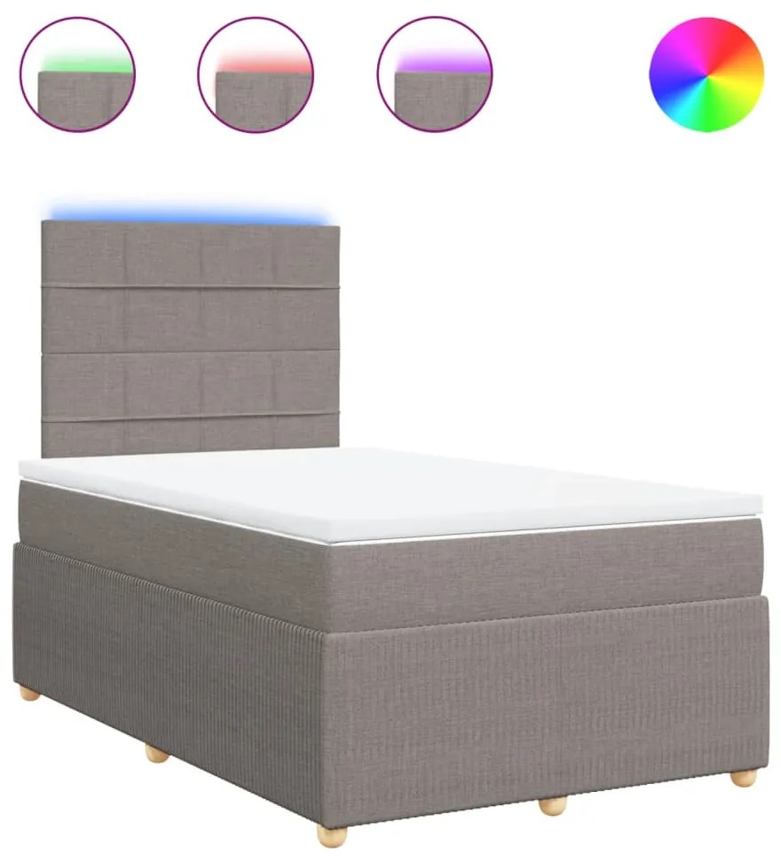 vidaXL Κρεβάτι Boxspring με Στρώμα Taupe 120x200 εκ. Υφασμάτινο