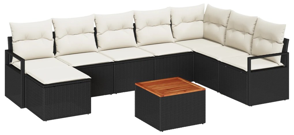 vidaXL Σετ Καναπέ Κήπου 9 pcs Μαύρος, λευκός Μεγάλο