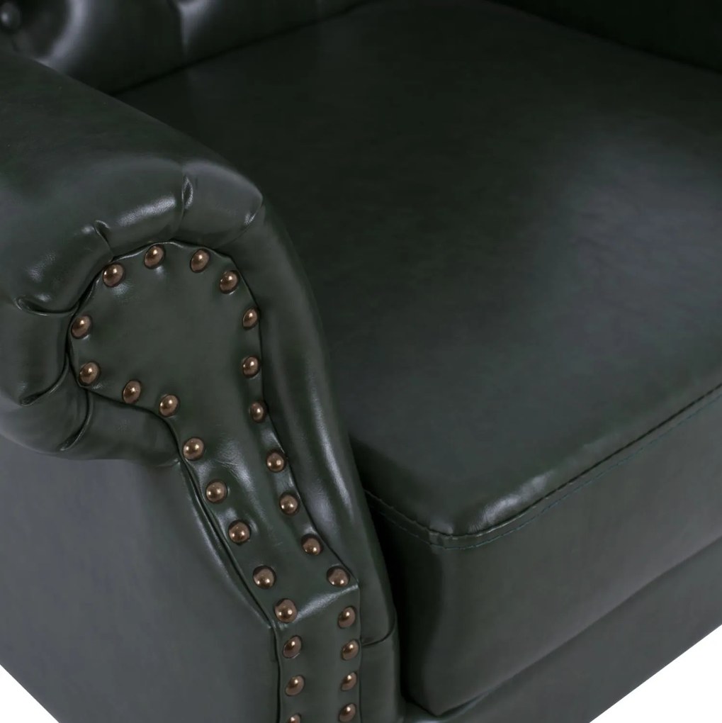 Πολυθρόνα - Μπερζέρα POLINA C0053.08 Κυπαρισσί PU Τύπου Chesterfield 83x79x104 εκ. 83x79x104 εκ.
