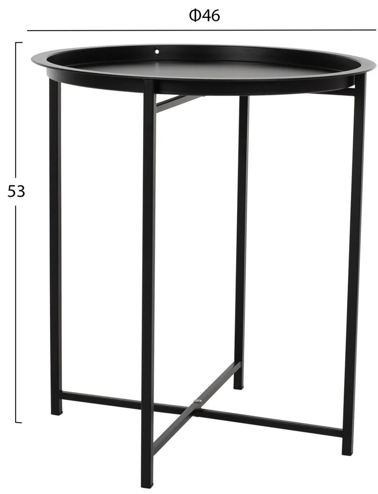 Τραπέζι SAMUEL Χαμηλό Πτυσσόμενο με Αποσπώμενο Δίσκο Μεταλλικό Μαύρο Φ45x52 εκ. 45x45x52 εκ.