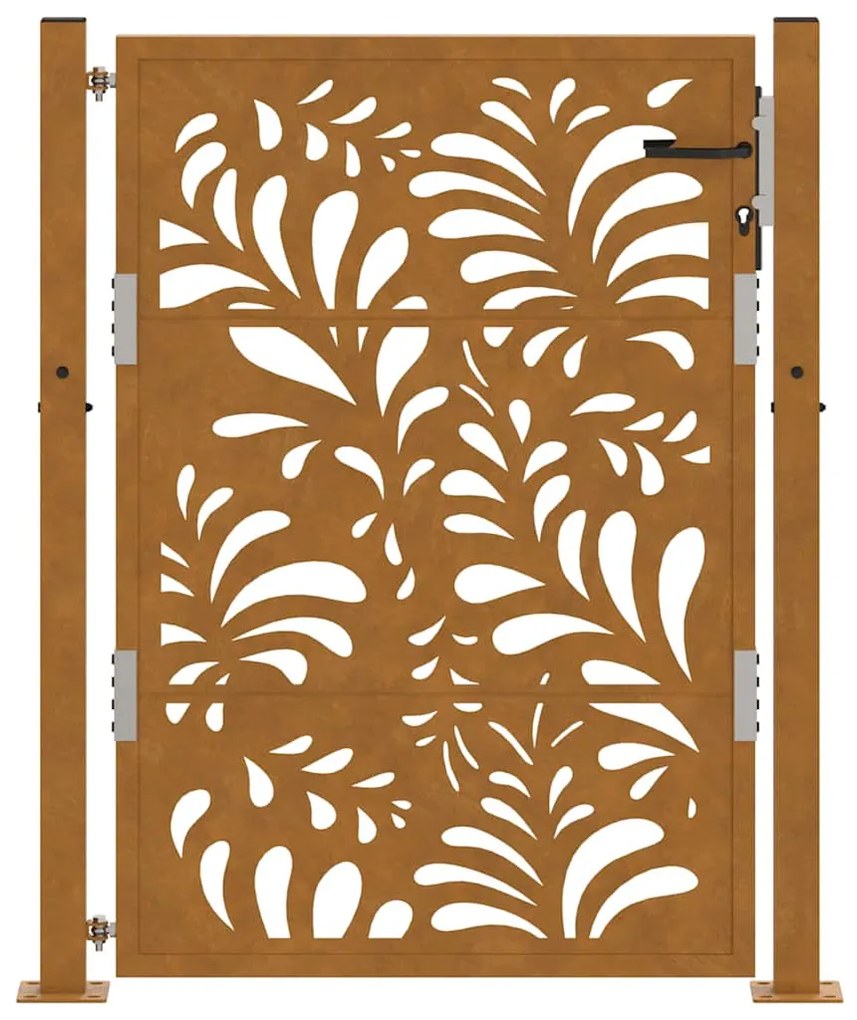 Πύλη κήπου 105x130 cm από χάλυβα με κυματοειδές σχέδιο - Καφέ