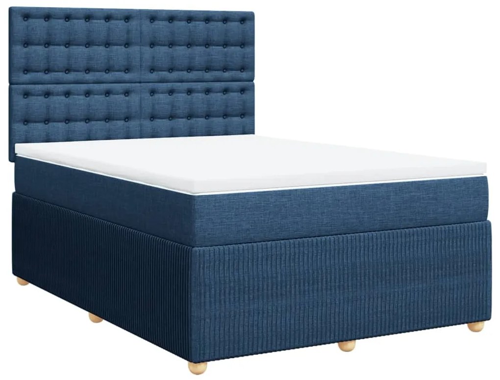 ΚΡΕΒΑΤΙ BOXSPRING ΜΕ ΣΤΡΩΜΑ ΜΠΛΕ 140X200 ΕΚ. ΥΦΑΣΜΑΤΙΝΟ 3292099