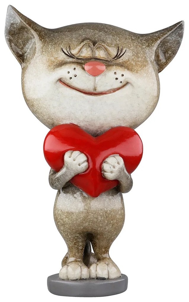 Φιγούρα Cat "Heart" Πολυμερές Γκρι PU 4 8x6x13cm