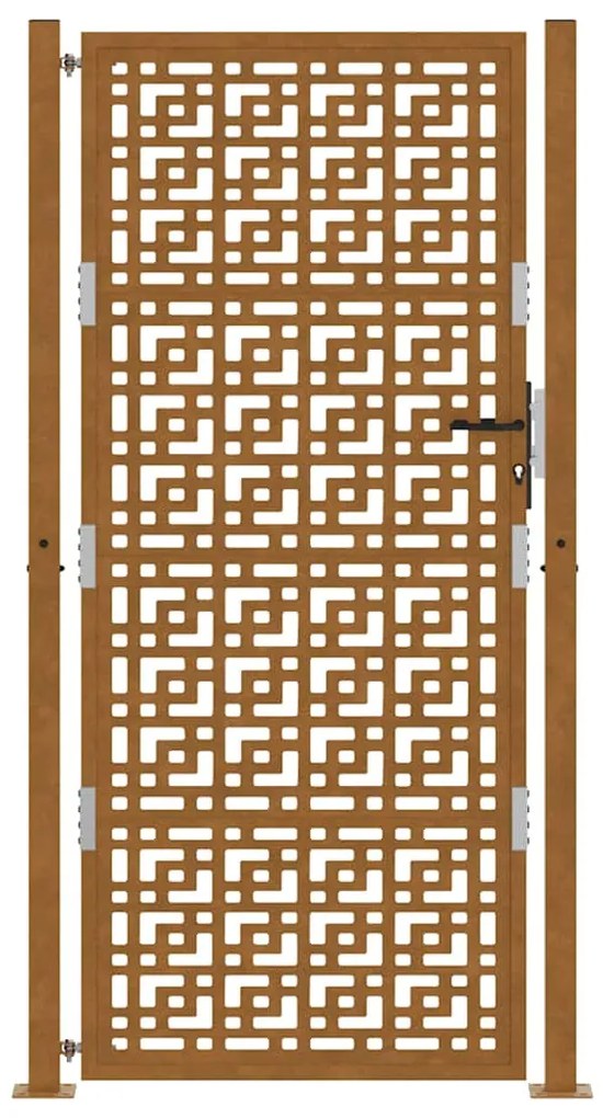 Πύλη κήπου 105x130 cm Σταυρός σχεδιασμού από διαβρωμένο χάλυβα - Καφέ