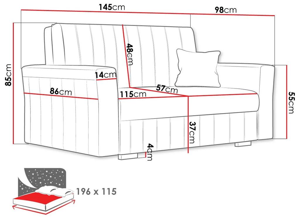 Καναπές κρεβάτι Columbus 136, Αριθμός θέσεων: 2, Αποθηκευτικός χώρος, 85x145x98cm, 57 kg, Πόδια: Πλαστική ύλη, Ξύλο, Έπιπλα ήδη συναρμολογημένα