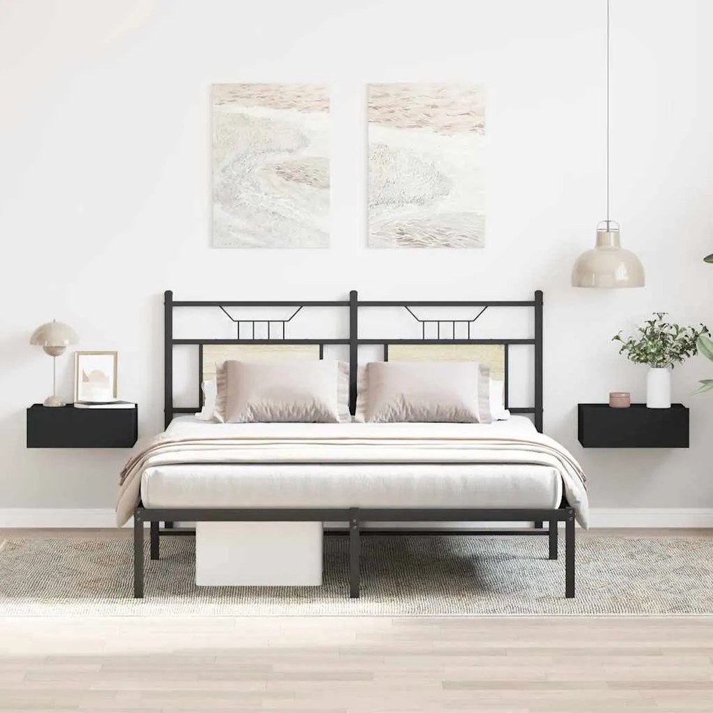 vidaXL Κομοδίνα Κρεμαστά 2 τεμ. Μαύρα 40x30x15 εκ. από Επεξ. Ξύλο