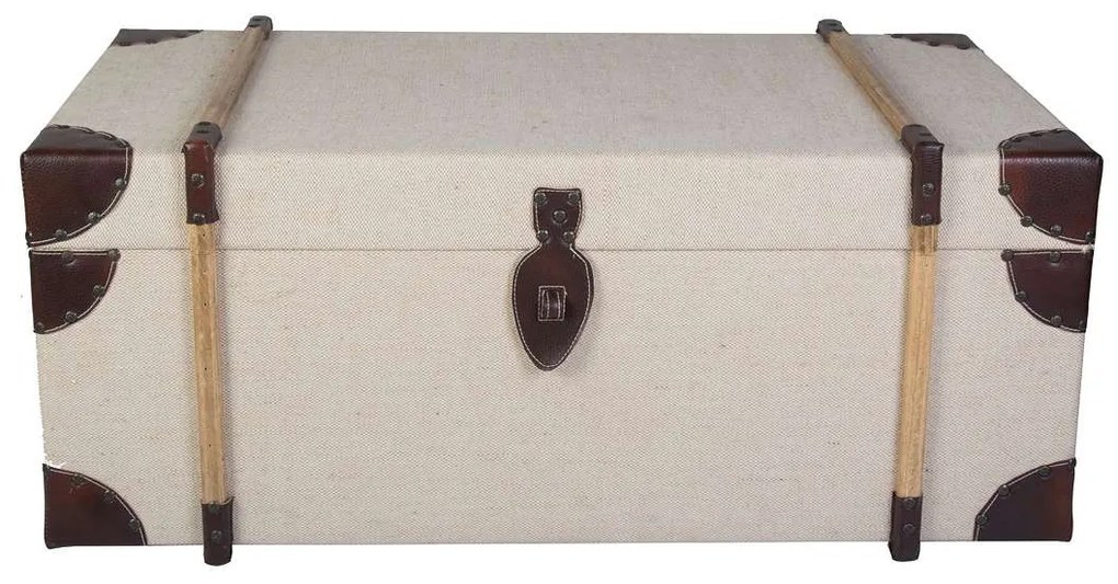 Μπαούλο Ξύλινο-Υφασμάτινο Κρεμ-Καφέ Art Et Lumiere 90x50x35εκ. 04337