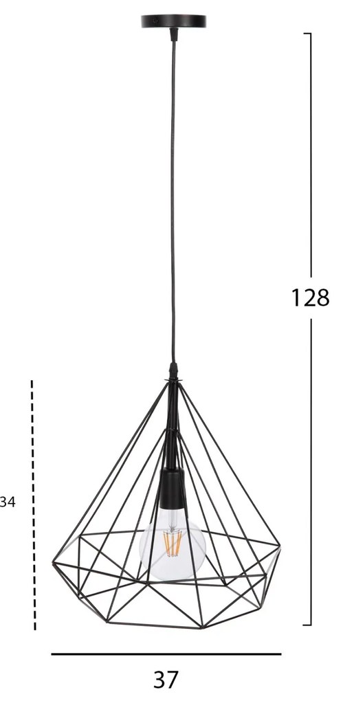ΦΩΤΙΣΤΙΚΟ ΟΡΟΦΗΣ ΚΡΕΜΑΣΤΟ  ΜΑΥΡΟ ΜΕΤΑΛΛΙΚΟ ΚΑΠΕΛΟ 32x37x128Yεκ. 37x37x128 εκ.