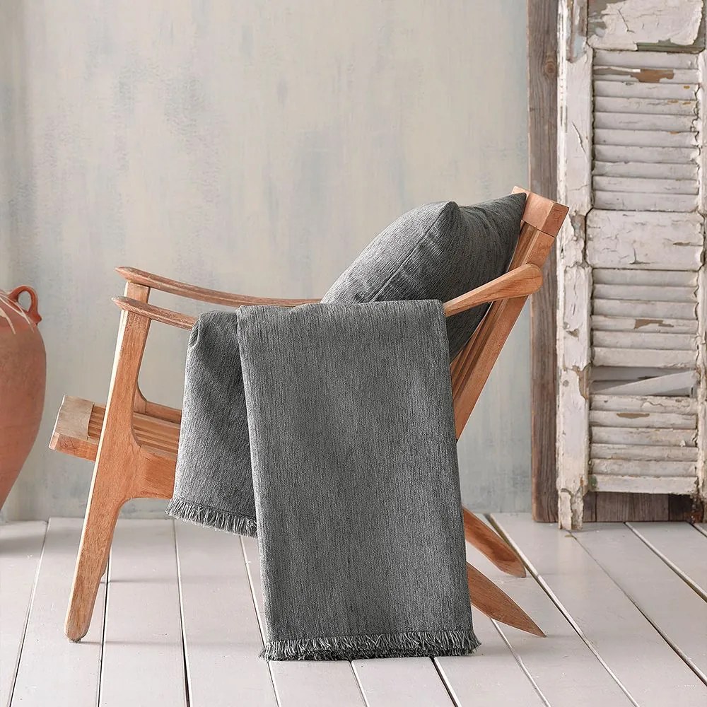 Ριχτάρι Kidal Dark Grey Ρυθμός Three-Seater 180x280cm Chenille-Πολυέστερ