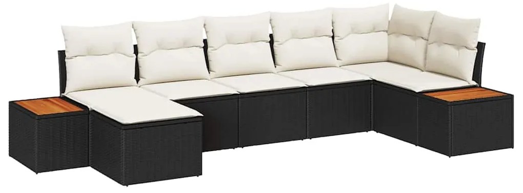 vidaXL Σετ Καναπέ Κήπου με μαξιλάρι 7 pcs Μαύρο Πολυ ράταν