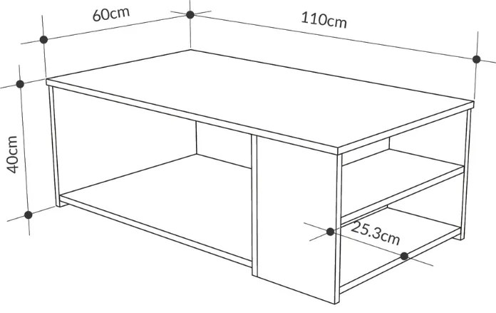 Τραπεζάκι σαλονιού Berg Megapap χρώμα γκρι ρετρό 110x60x40εκ.