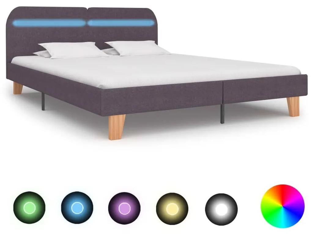 Πλαίσιο Κρεβατιού με LED Χρώμα Taupe 160 x 200 εκ. Υφασμάτινο - Μπεζ-Γκρι