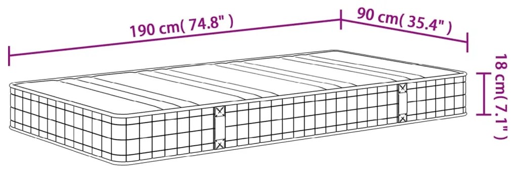 Στρώμα με Bonnell Springs Medium 90x190 εκ. Μονό - Λευκό
