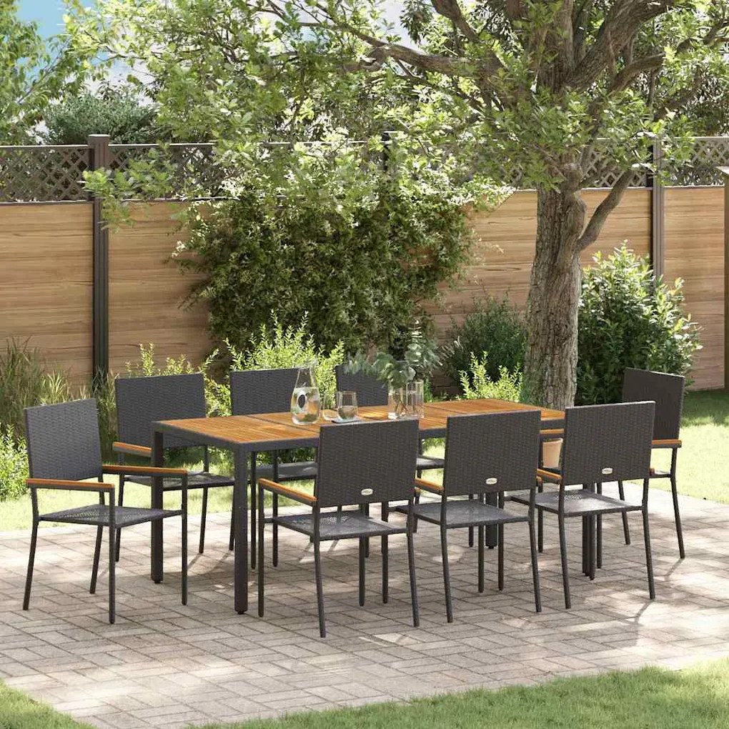 vidaXL ΣΕΤ ΤΡΑΠΕΖΑΡΙΑΣ ΚΗΠΟΥ 9 pcs Μαύρο, Καφέ 190 x 90 x 75 cm