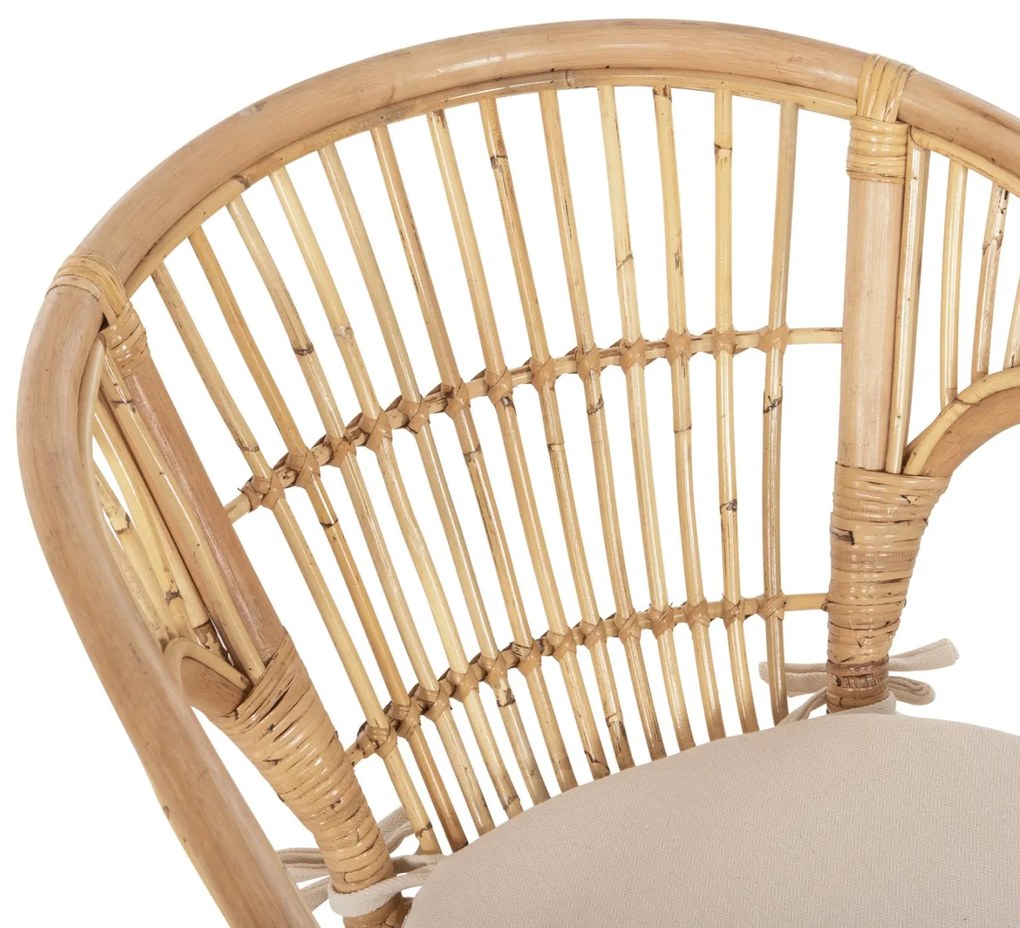 Καρέκλα - Πολυθρόνα DAMPAR C9929.04 Φυσικό Rattan με Λευκό Μαξιλάρι 59x61x80Υεκ. 59x61x80 εκ.