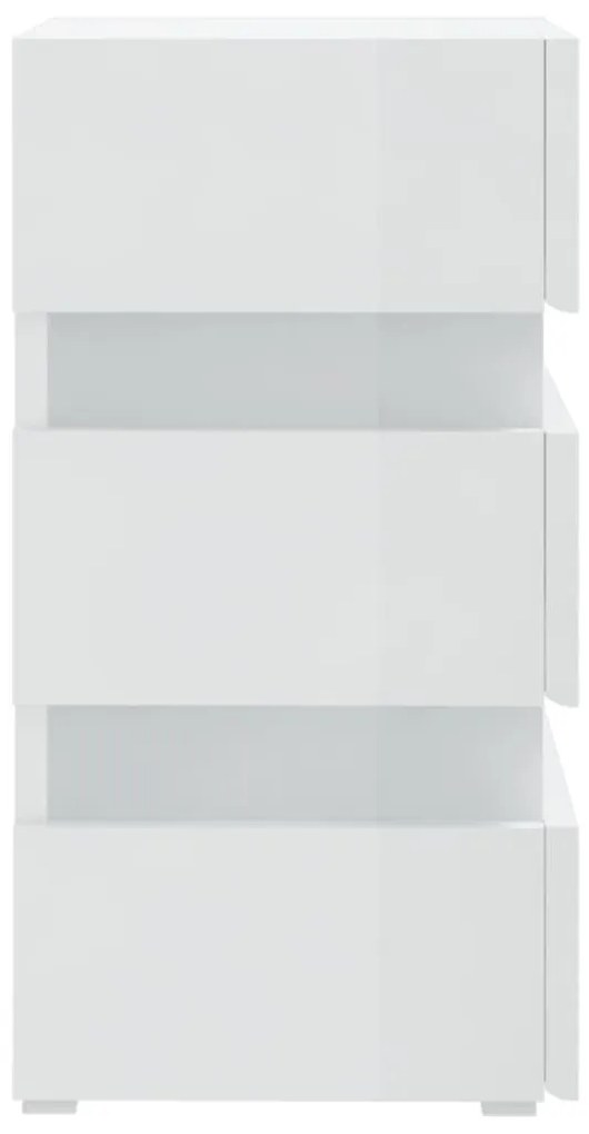 vidaXL Κομοδίνο με LED Γυαλιστερό Λευκό 45x35x67 εκ. Επεξεργασμ. Ξύλο