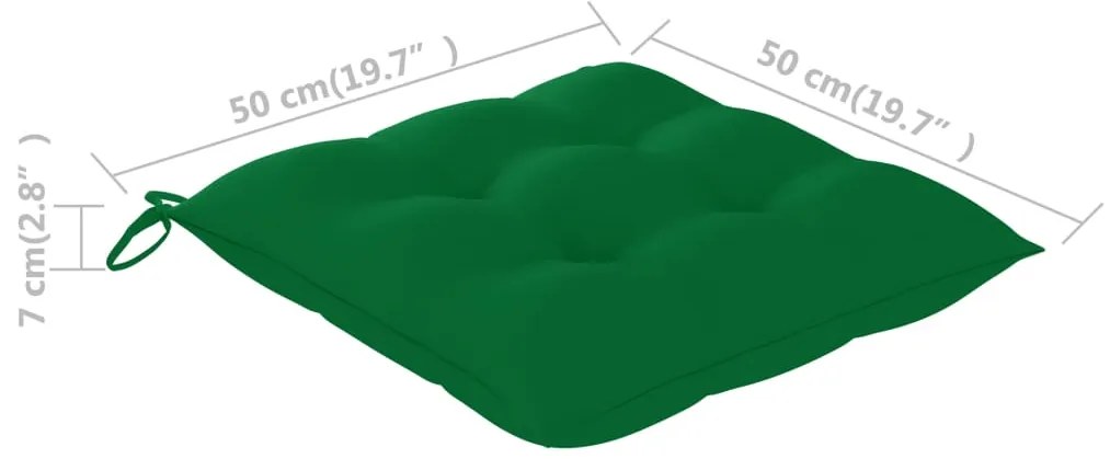Καρέκλες Κήπου 6 τεμ. από Μασίφ Ξύλο Teak με Πράσινα Μαξιλάρια - Πράσινο