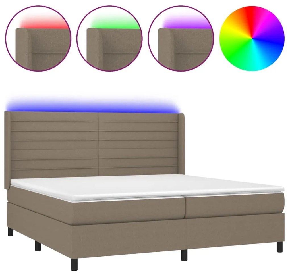 ΚΡΕΒΑΤΙ BOXSPRING ΜΕ ΣΤΡΩΜΑ &amp; LED TAUPE 200X200 ΕΚ. ΥΦΑΣΜΑΤΙΝΟ 3138425