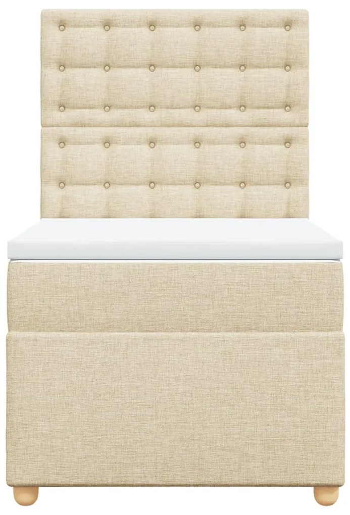 vidaXL Κρεβάτι Boxspring με Στρώμα Κρεμ 90x190 εκ.Υφασμάτινο