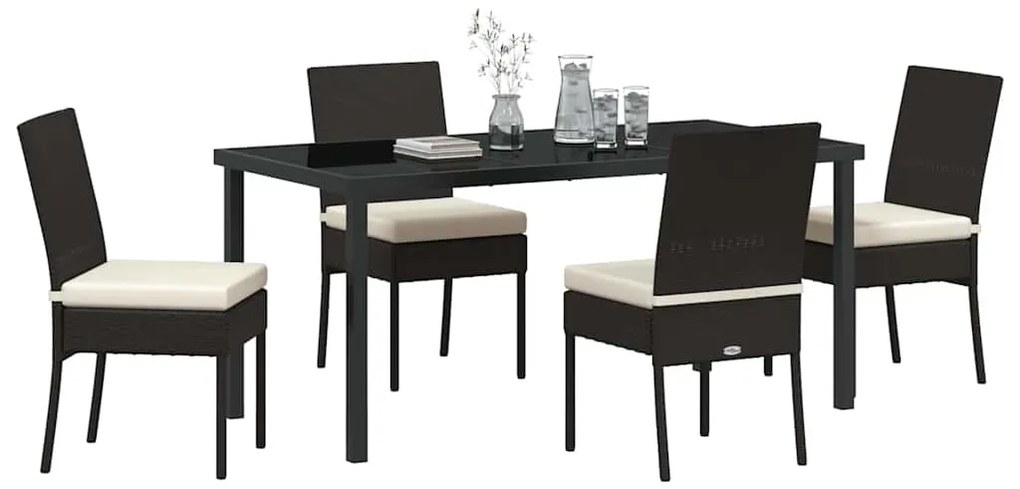 vidaXL Σέτ φαγητού για κήπο 5 pcs Μαύρο Πολυ ράταν