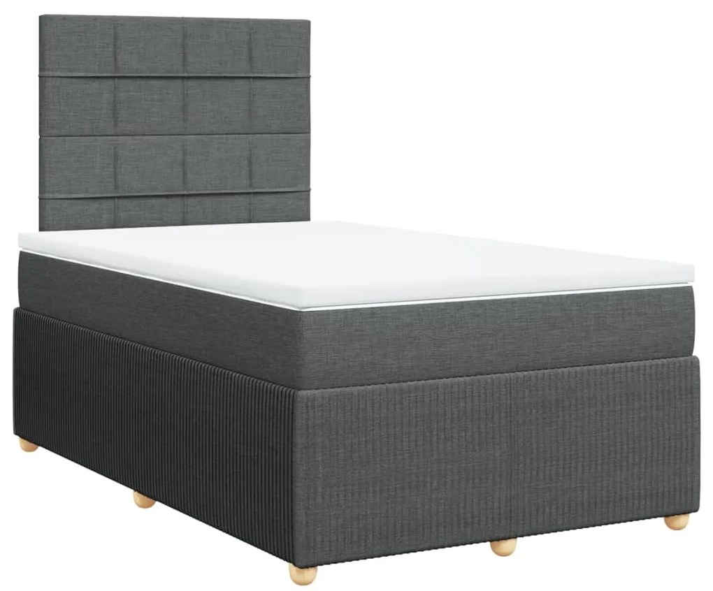 vidaXL Κρεβάτι Boxspring με Στρώμα Σκούρο Γκρι 120x190 εκ Υφασμάτινο