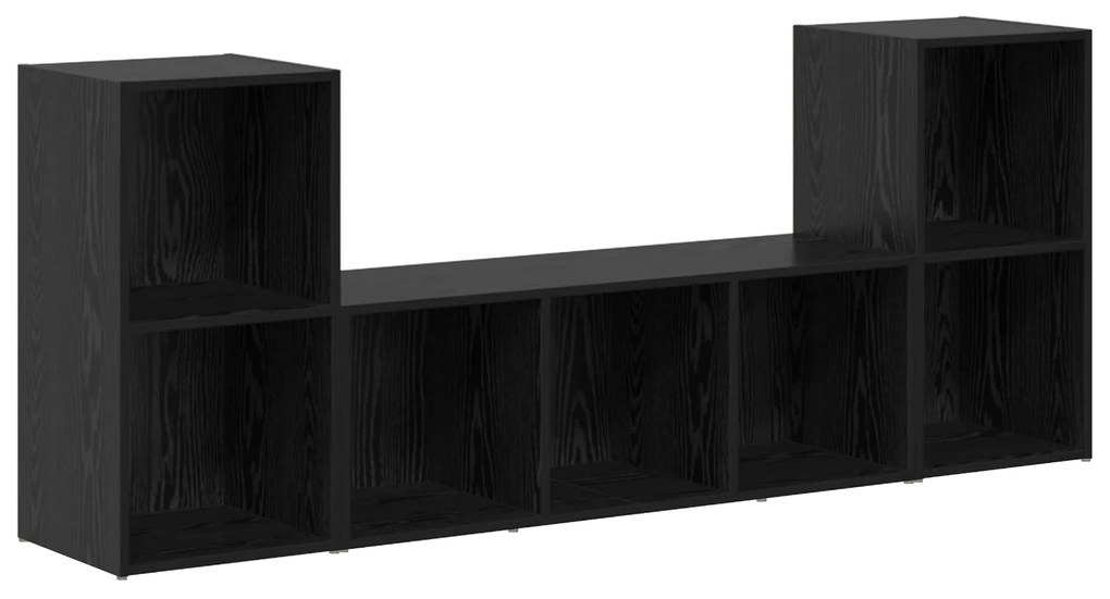 vidaXL Ντουλάπι TV 3 pcs Μαύρο 107 x 35 x 37 cm Επεξεργασμένο ξύλο