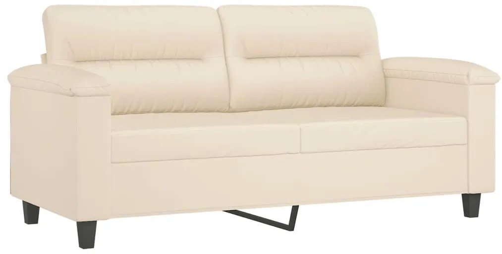 vidaXL Πολυθρόνες Σετ 2 Τεμ. Μπεζ από Ύφασμα Μικροϊνών με Μαξιλάρια