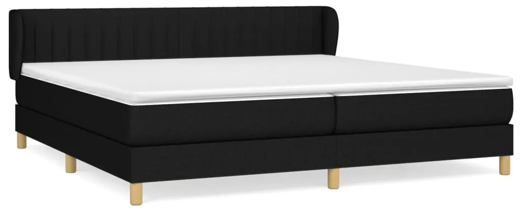 vidaXL Κρεβάτι Boxspring με Στρώμα Μαύρο 200x200 εκ. Υφασμάτινο