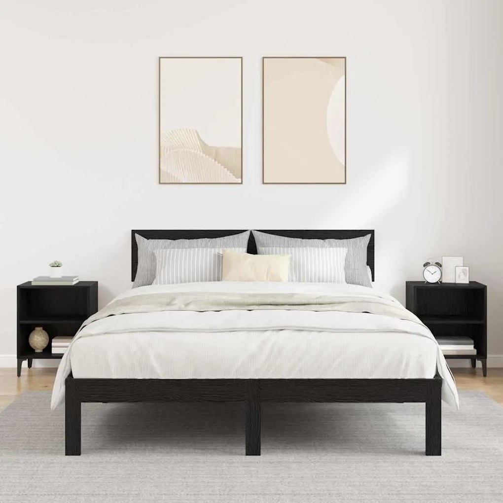 vidaXL Κομοδίνο 2 pcs Μαύρη δρυς 40 x 30 x 50 cm Επεξεργασμένο ξύλο