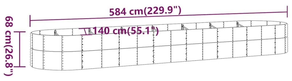 Ζαρντινιέρα Καφέ 584x140x68εκ Ατσάλι με Ηλεκτρ. Βαφή Πούδρας - Καφέ