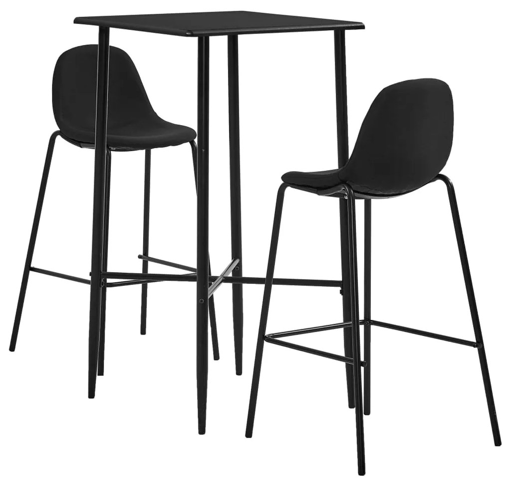 vidaXL Σετ Επίπλων Μπαρ 3 Τεμαχίων Μαύρο Υφασμάτινο