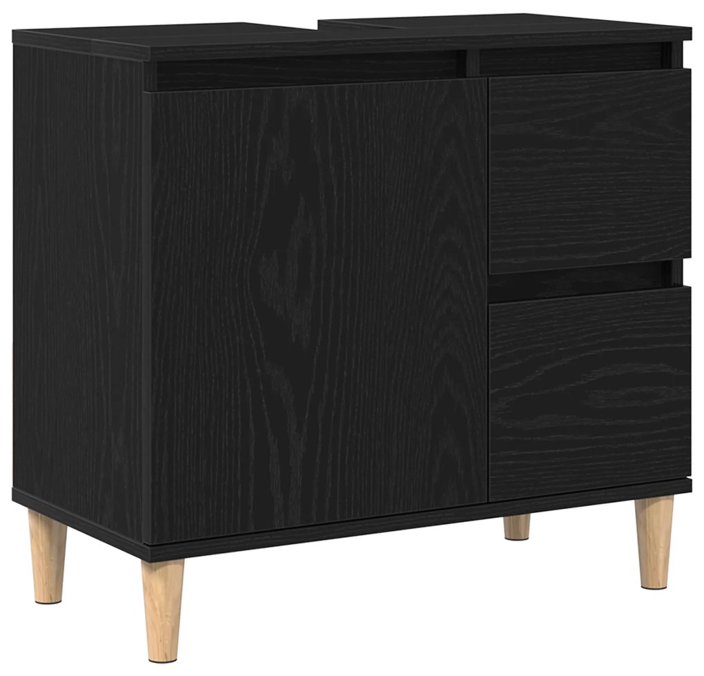 vidaXL Ντουλάπι νεροχύτη Μαύρη Δρυς 65x33x60 εκ Επεξεργασμένο ξύλο