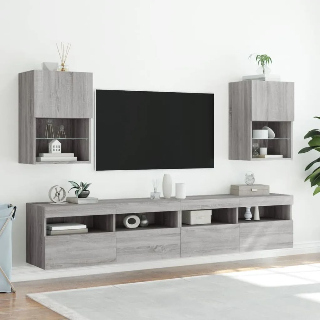 vidaXL Έπιπλο Τηλεόρασης με LED Γκρι Sonoma 40,5x30x60 εκ.