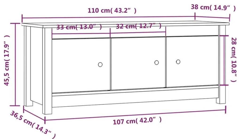 Παπουτσοθήκη 110 x 38 x 45,5 εκ. από Μασίφ Ξύλο Πεύκου - Καφέ